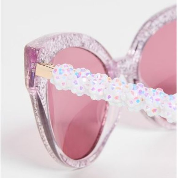New Lele Sadoughi Sunglasses Rose Glitter Chelsea Cat-Eye NWT with Pouch - Picture 14 of 15
